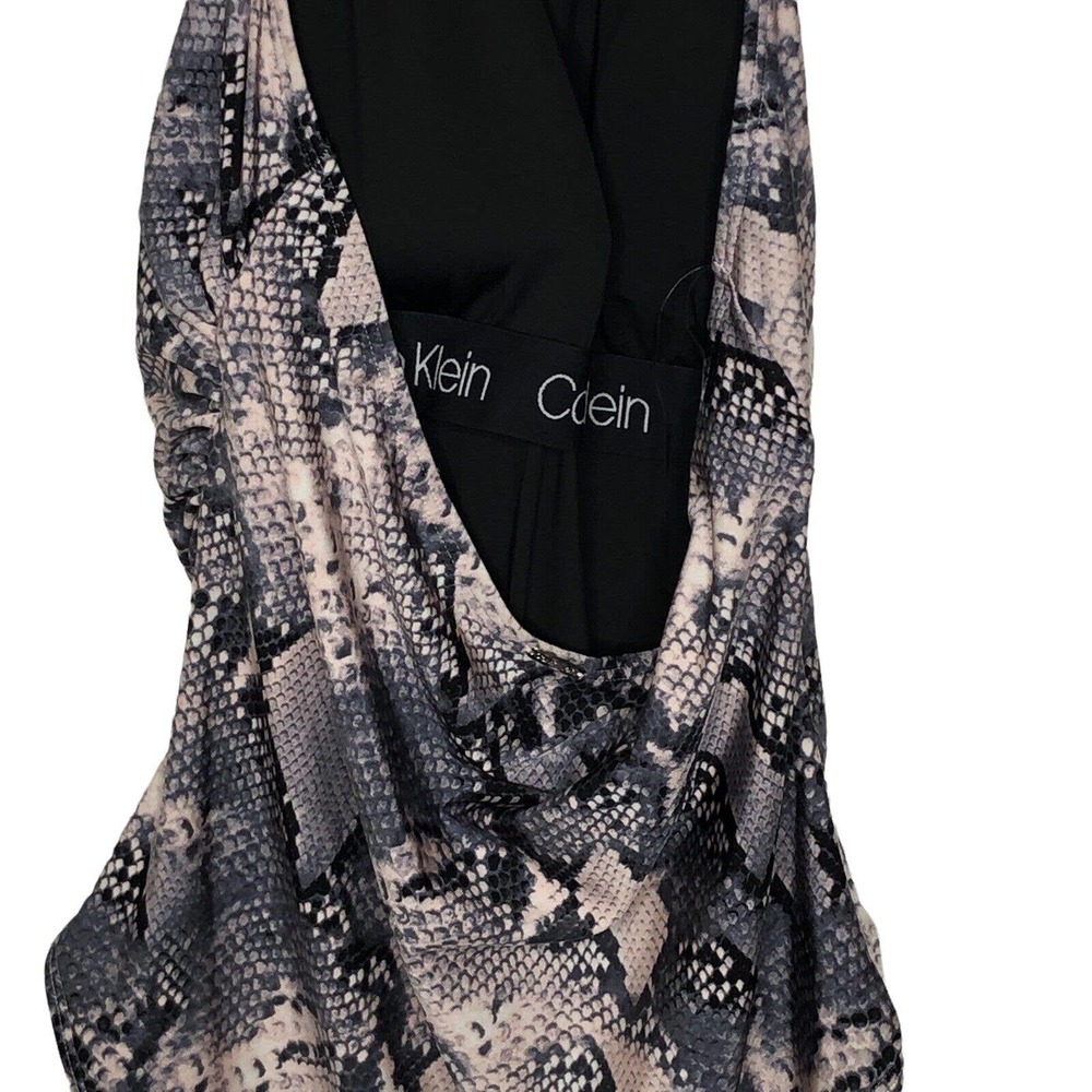 NWT Calvin Klein Womens Snakeskin Print one Piece Swimsuit Size 16 Halter‎ Neck - Picture 8 of 9